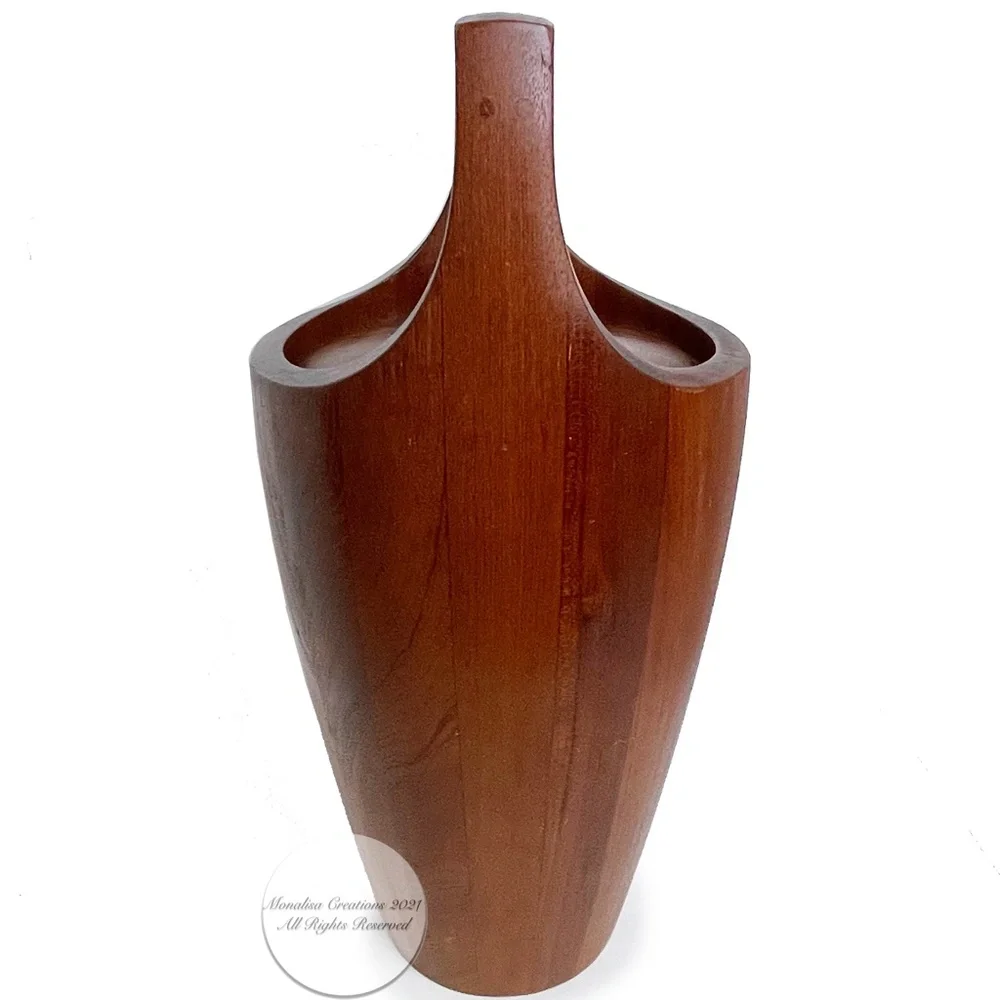 Dansk Ice Bucket + Lid Staved Teak Danish Mid Century Modern Vintage Barware